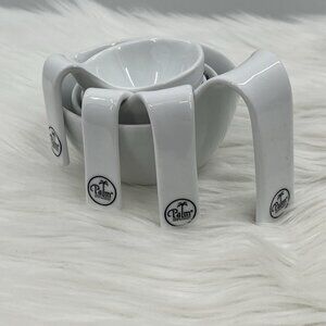 Palm Restaurant White Ceramic Semi Stackable Measuring Cups Set of 4